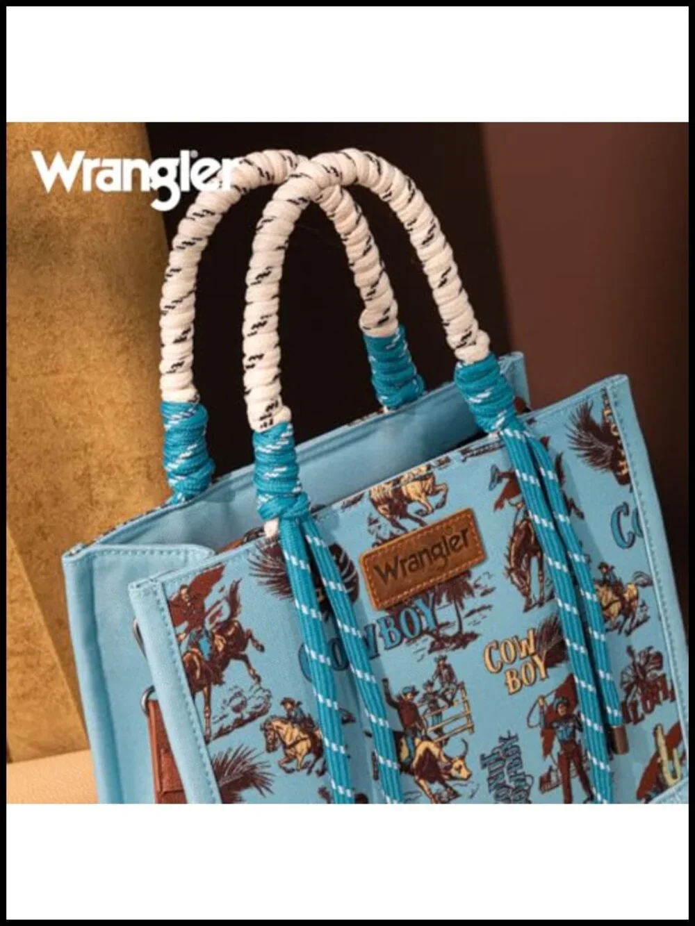 Canvas Tote Bag with Zipper - Western Crossbody Handbag with Adjustable Strap